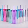 18oz personalizado DIY acrílico copos de acrílicos com tampas e palhas BPA plástico livre plástico skinny copos de parede dupla eco amigável
