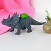 Potenciômetro de flor de dinossauro de plástico para cacto suculento plantas potes bonsai potes recipiente plantador jardim decoração rrd13316