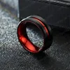 Red Groove Ring Band Finger Contrast Color Black Stainless Steel Rings Donna Uomo Gioielli di moda