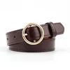 Belts 105X3.5Cm Women Round Gold Buckle Waist Belt For Lady Jeans Slim Skinny Leather Straps High Quality Cinturon Mujer