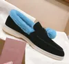 High end warm woolen ball Lefu shoes women wear woolen work sheet shoes in 2021 winter flat bottomed and snow shoes with box and dustbag