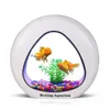Aquariums Weiting Aquarium Small Fish Tank Mini Desktop Creative Gold LED Lighting Comes With Filter Household Tan