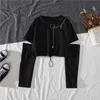 Fatos femininos blazers mulheres harajuku carga calças conjuntos corredores calças de duas peças terno punk com corrente emo egirl roupas pretas estética