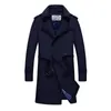 Mäns Trench Coats Coat Men Classic Double Breasted Mens Lång Kläder Jackor British Style Overcoat M-4XL Storlek