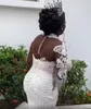 Arabic Aso Ebi Luxurious Mermaid Wedding Dresses Plus Size Sparkly Crystal Beaded Lace Long Sleeve African Niergian Bridal Gowns225E