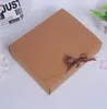Presentförpackning 3 Storlekar Stor kartong + Ribbon Förpackning Papper Craft Box Bröllop, Kraft Rektangel Förpackning för