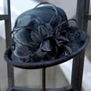 Cappelli a tesa avara Per donna Feltro Di tendenza Autunno e inverno Inghilterra Francese Bombetta Bordo arrotolato Vintage Per banchetto Cerimonia Top
