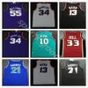 Чарльз 34 Худовые трикотажные майки Harry Steve 13 Nash Kevin 21 Garnett 33 Hill Ason 55 Williams Mike10 Bibby 50 Reeves College Basketball Jersey