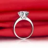 2本物のMoissaniteの婚約指輪ピュア14Kホワイトゴールドの約束結婚記念日の日宝石