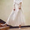 Summer Women White Long Spódnica Wysoka talii Stretch Bawełna i Pościel S Saia A-Line Faldas Jupe Femme 210619