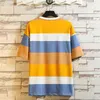 T-shirt Oversized Katoen Mannen Gestreepte Mode Zomer T-shirts Oversize Tee Shirts 5XL Casual T-shirt voor Men Streetwear Big Size G1229