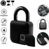 QZTスマートホームフィンガープリントパドロックブラックエレクトリックロック屋外安全な電子指紋ロック電子ドアロック201013