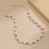 Koreanska imitation pärlkedja halsband för kvinnor tjejer söt regnbåge strand pärla choker y2k estetiska smycken gåvor nya