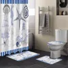 Rideaux de douche rayures marines phare ancre rétro rideau toilette couvercle couverture tapis de bain ensemble salle de bain tapis baignoire décor à la maison