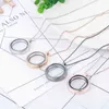 New 3cm Round Living Memory For Floating Charm Glass Locket Pendant Necklace Gifts For Women Accessories Rose Gold Color Chain G1206