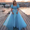 Light Sky Blue Elegante Modest Evening Wear Dresse Dubai Árabe Lentejuelas sin tirantes Backless Vestido formal Vestidos de baile Celebrity Robe De Soiree