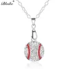 Pendant Necklaces Blaike Silver Color Baseball Necklace Exquisite Inlay Zircon For Women Wedding Party Jewelry Gift256b