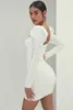 Ocstrade White Jersey samlade Mini Dress Ankomst Sexiga Bodycon Kvinnor Sommar Nattklubb Födelsedag Outfits 210527