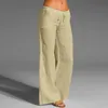 Kadın Pantolon Capris Sagace Geniş Bacak Kadın Rahat Katı Pamuk Keten İpli Elastik Bel Uzun Kadın Gevşek Artı Boyutu 5XL