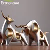 ERMAKOVA Cattle Statue Ox Home Decor Living Room Bull Sculpture Wine TV Cabinet Ornament Crafts Abstract Animal Figurine 210607