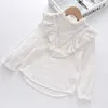 LOVE DD&MM Girls Shirts Autumn Baby Tops Flower Hollow Embroidery Sweet Lace Side Long-Sleeved Blouse Kids Clothes 210715