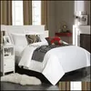 Sängkläder Tillbehör Hem Textil Trädgård 100% Bomull Duvet ER Set Queen King Size White Commerph 4st (1 ER + 2 Pillow Shams + 1 Bed Sheet)