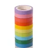 Colori della caramella Arcobaleno Nastro adesivo Strumenti per conto mano fai da te 10 rotoli / scatola Nastri adesivi di carta colorata Adesivo decorazione della casa JJD10999