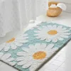 Daisy Bathroom Mat Nordic Pluffy Carpet Area Tapijt Badkamer Vloer Bloemen Absorberend Anti Slip Pad Bathmat Deurmat Home Decor 210301