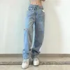 Jeans pour femmes Y2K Wide Leg Boyfriend pour femmes 2022 Automne Pantalon décontracté Pantalon de lavage au genou Pantalones de Mezclilla