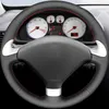 Black PU Faux Leather Hand-stitched Car Steering Wheel Cover for 307 CC 307 407 SW 2004-2009