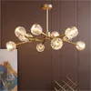 Chandeliers conduziu o lustre moderno do ouro para a sala de estar Loft Jantar Luxury Cristal Lâmpada molecular Quarto Sputnik