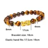 Strand Beaded Strands 8mm Blue Obsidian Stone Beads Men Lucky Golden Pixiu Bracelet Buddhism Six-character Mantra Tiger Eye Men's