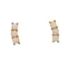 Triple horizontal bar opal earring 2021 925 sterling silver simple stone design minimal delicate studs for girl