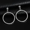 Simple Round Shape Rhinestone Earring Bling Cubic Zircon Circle Dangle Earrings For Women Fashion Wedding Jewelry Accessories