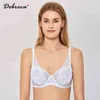 DOBREVA Women's Lace Mesh Sexy Bralette Minimizer Unlined Underwire Bra 210728