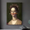 Classica europea Olio Donna Tela Divertimento Labbra Penna Dipinti Parete Paesaggio astratto Stampe d'arte da parete Poster Immagini Decorazioni per la casa