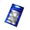 200pcs Matte Blue Self Seal Zip Lock Mylar Borse Pacchetto Foglio di alluminio Sacchetto di plastica Cerniera richiudibile con Hang Holehigh quatity