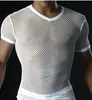 Hommes T-shirts Maille transparente Voir à travers les hauts T-shirts Homme sexy T-shirt Col en V Singlet Gay Mâle Vêtements décontractés T-shirt Clothing8153381