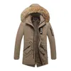 Winter Männer Lange Parka Jacken Mantel Warm Dicken Mantel Casual Parka Männer Lange Pelz Kragen Fleece Winddicht Mit Kapuze Jacken Männer 211206