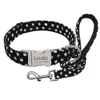 Colletto per cani Custom Nylon Pet Polka Dot Collar Walking Leash Set personalizzato Nome cucciolo ID Tag Collari regolabili Inciso 211006