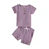 Maluch Dzieci Odzież Baby Boys Summer Casual Ubrania Zestawy Bawełniana Koszulka Solidna Koszulka Koszulka TopSpants Outfit Multicolor 2 sztuk Zestaw WMQ1264