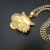 Hip Hop Strasssteine gepflastert Bling Iced Out GoldStainlSteel Big Tiger Anhänger Halskette für Männer Rapper Schmuck mit kubanischer Kette X0707