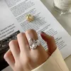 Klaster pierścienie Prawdziwe 925 Sterling Silver Pierścień Nieregularny Otwarcie Regulowane Osobowości Micro Kobiety Zaręczyny, Biżuteria Moda ślubna