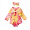 Rompers Jumpsuits&Rompers Baby & Kids Clothing Baby, Maternity Girls Tie Dye Romper Newborn Infant Big Bow Pit Stripes Jumpsuits With Headba