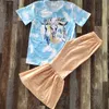 New Girls Boutique Abbigliamento Set Mucca Stampa Vendita calda T-shirt Top Bell Bottom Abiti Latte Seta Ragazza Abiti estivi Abiti 2020 Moda 432 Y2