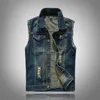 Nieuwe Ripped Jean Jacket Heren Denim Vest Hip Hop Jean Jassen Vest Mannen Cowboy Merk Mouwloos Jas