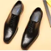 Mode bout d'aile en cuir véritable Oxford chaussures hommes bout pointu à lacets Oxfords robe Brogues mariage affaires plate-forme chaussures F6