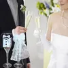 Mooie bruiloft decoraties 2 stuks een set bruid bruidegom witte tux bruids sluier voor champagne fluiten wijnglazen tafel DIY