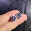 Poésie du magasin juif, coupe ronde, diamant Total 1,00 ct, Test réussi, Moissanite, boucles d'oreilles en argent, bijoux, cadeau pour petite amie