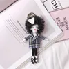 Fashion Girl Heart Doll Keychain Creative Real Mink Fur Keychain Pompom Bag Luxury Car Pendant Bag Pendant G1019